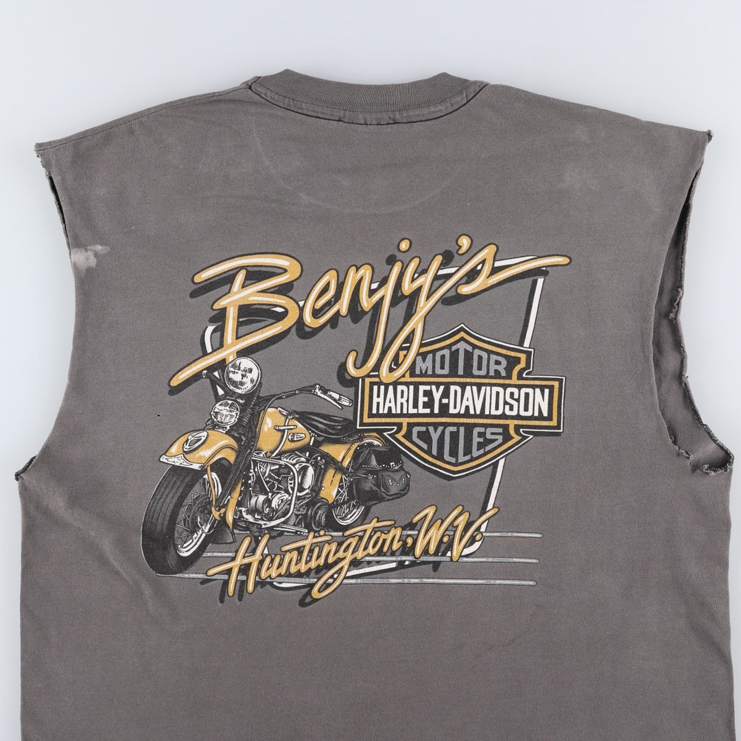 Harley-Davidson Sleeveless Motorcycle T-Shirt, Men's Size L (approx.) unclear gray type Vintage Second Hand