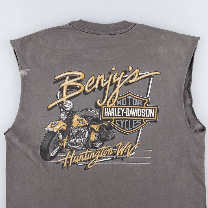 Harley-Davidson Sleeveless Motorcycle T-Shirt, Men's Size L (approx.) unclear gray type Vintage Second Hand