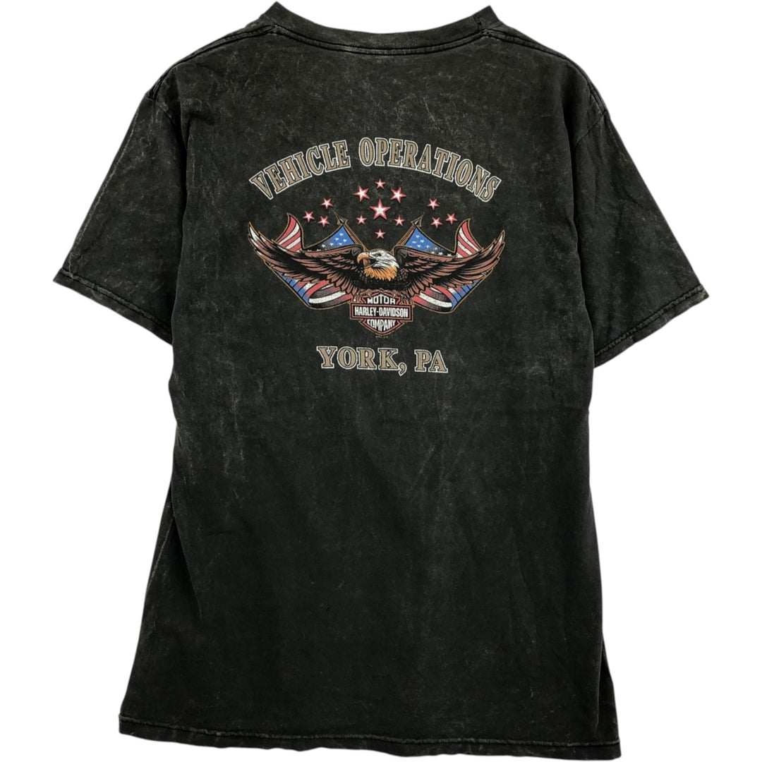 Harley-Davidson Eagle Pattern Stars and Stripes Motorcycle T-Shirt, Men's Size Medium unclear Khaki type Vintage Second Hand