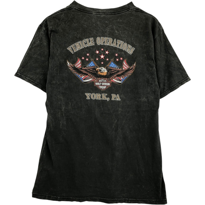 Harley-Davidson Eagle Pattern Stars and Stripes Motorcycle T-Shirt, Men's Size Medium unclear Khaki type Vintage Second Hand