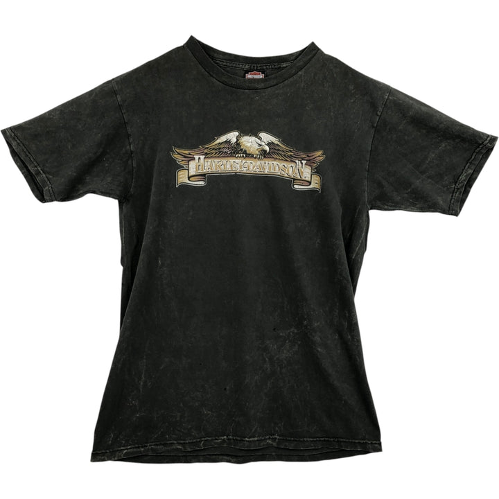 Harley-Davidson Eagle Pattern Stars and Stripes Motorcycle T-Shirt, Men's Size Medium unclear Khaki type Vintage Second Hand