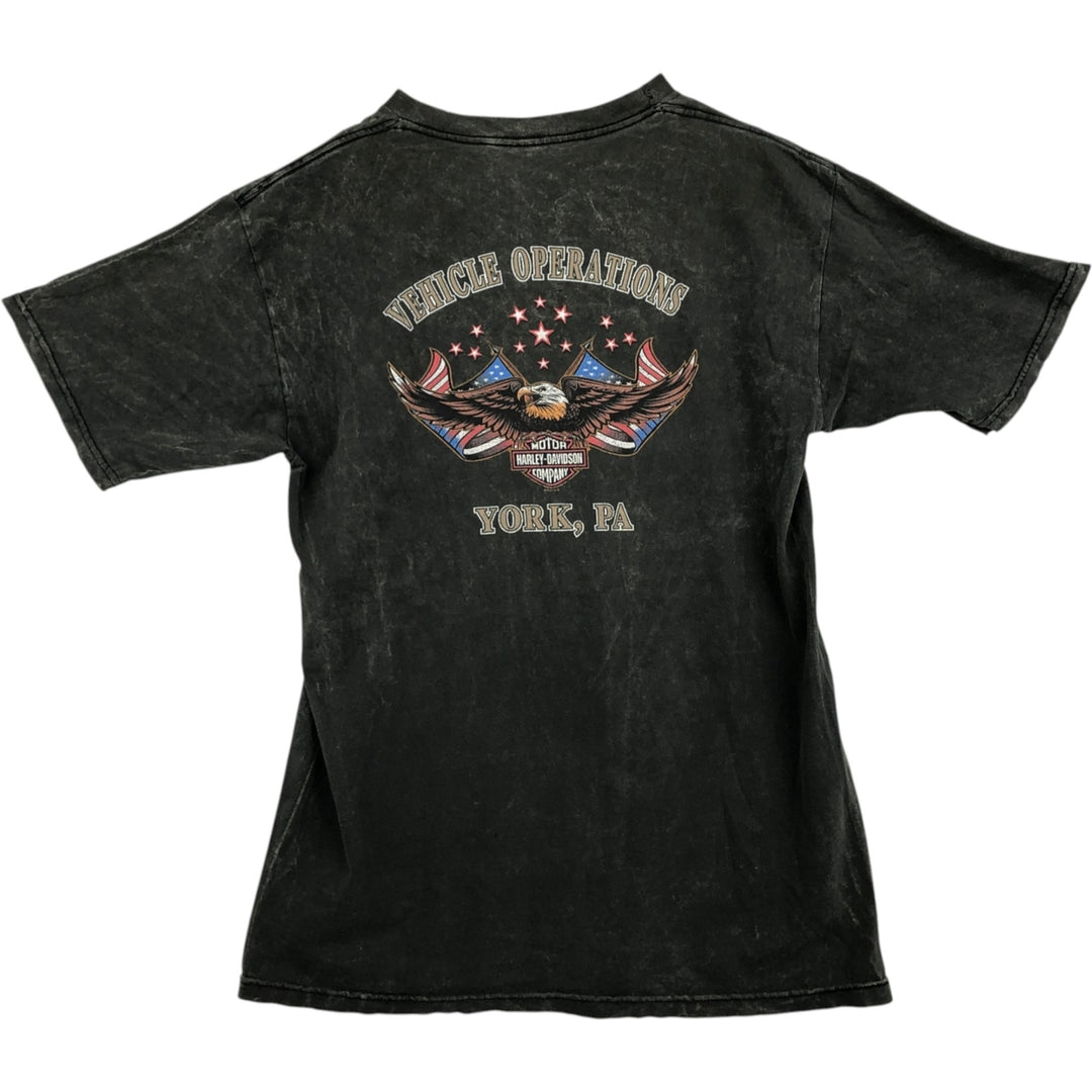 Harley-Davidson Eagle Pattern Stars and Stripes Motorcycle T-Shirt, Men's Size Medium unclear Khaki type Vintage Second Hand