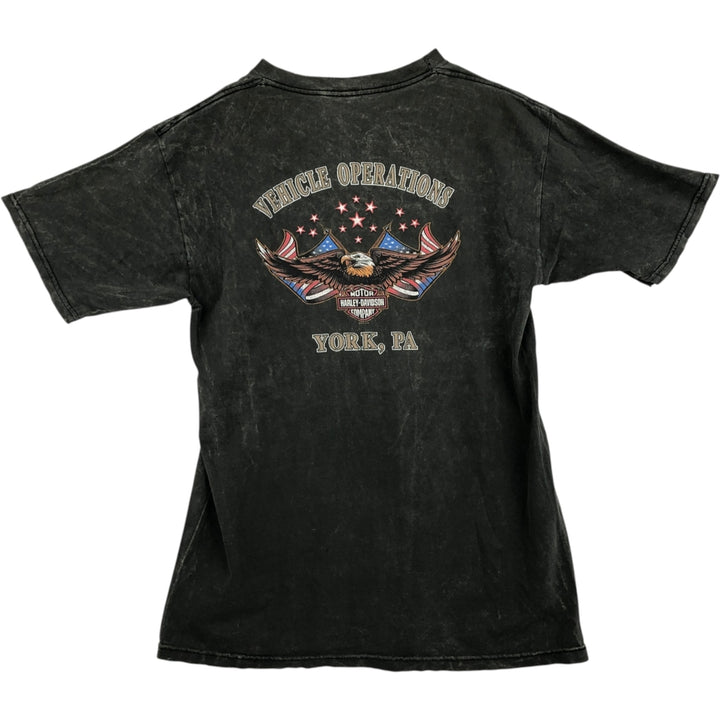 Harley-Davidson Eagle Pattern Stars and Stripes Motorcycle T-Shirt, Men's Size Medium unclear Khaki type Vintage Second Hand