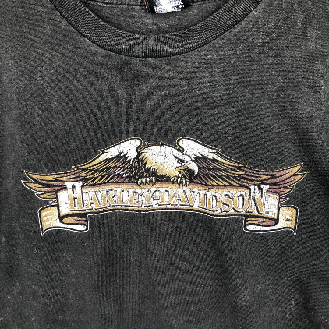 Harley-Davidson Eagle Pattern Stars and Stripes Motorcycle T-Shirt, Men's Size Medium unclear Khaki type Vintage Second Hand