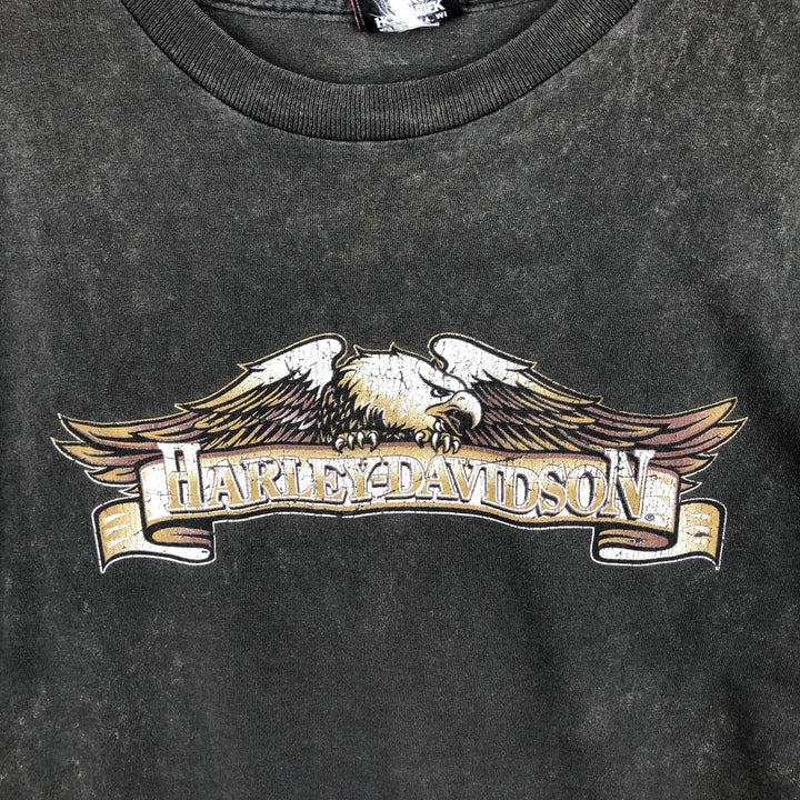 Harley-Davidson Eagle Pattern Stars and Stripes Motorcycle T-Shirt, Men's Size Medium unclear Khaki type Vintage Second Hand