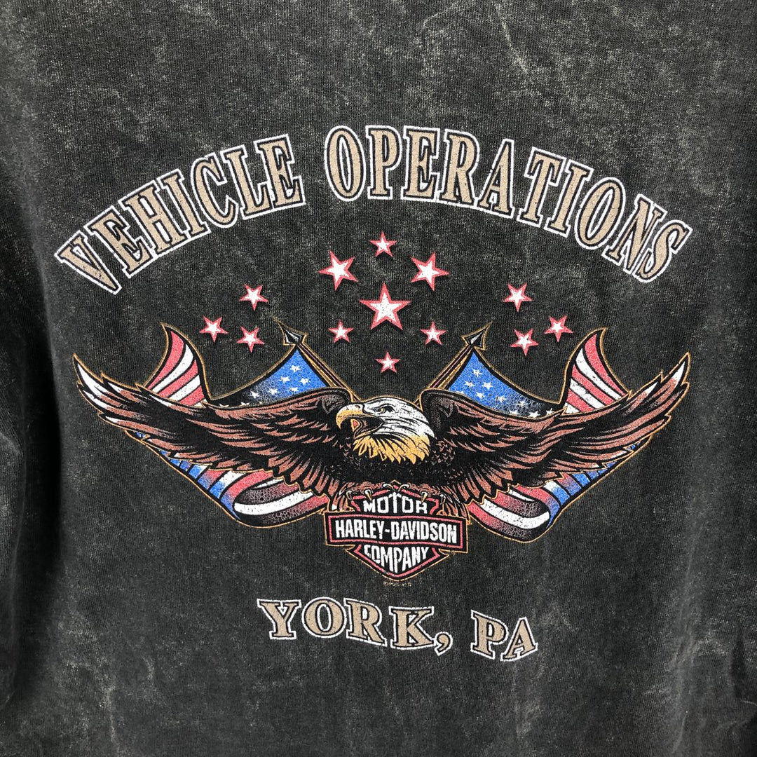 Harley-Davidson Eagle Pattern Stars and Stripes Motorcycle T-Shirt, Men's Size Medium unclear Khaki type Vintage Second Hand