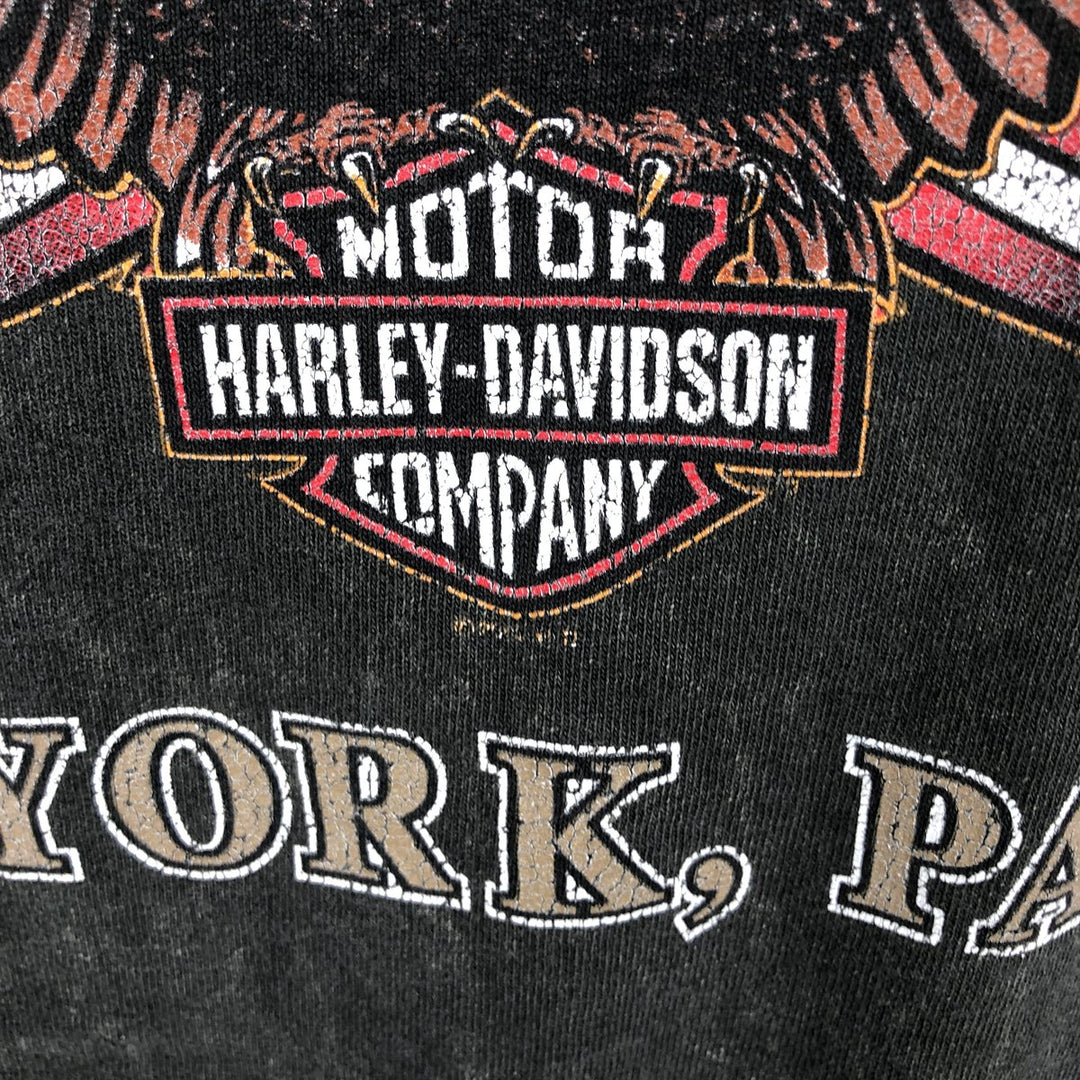 Harley-Davidson Eagle Pattern Stars and Stripes Motorcycle T-Shirt, Men's Size Medium unclear Khaki type Vintage Second Hand