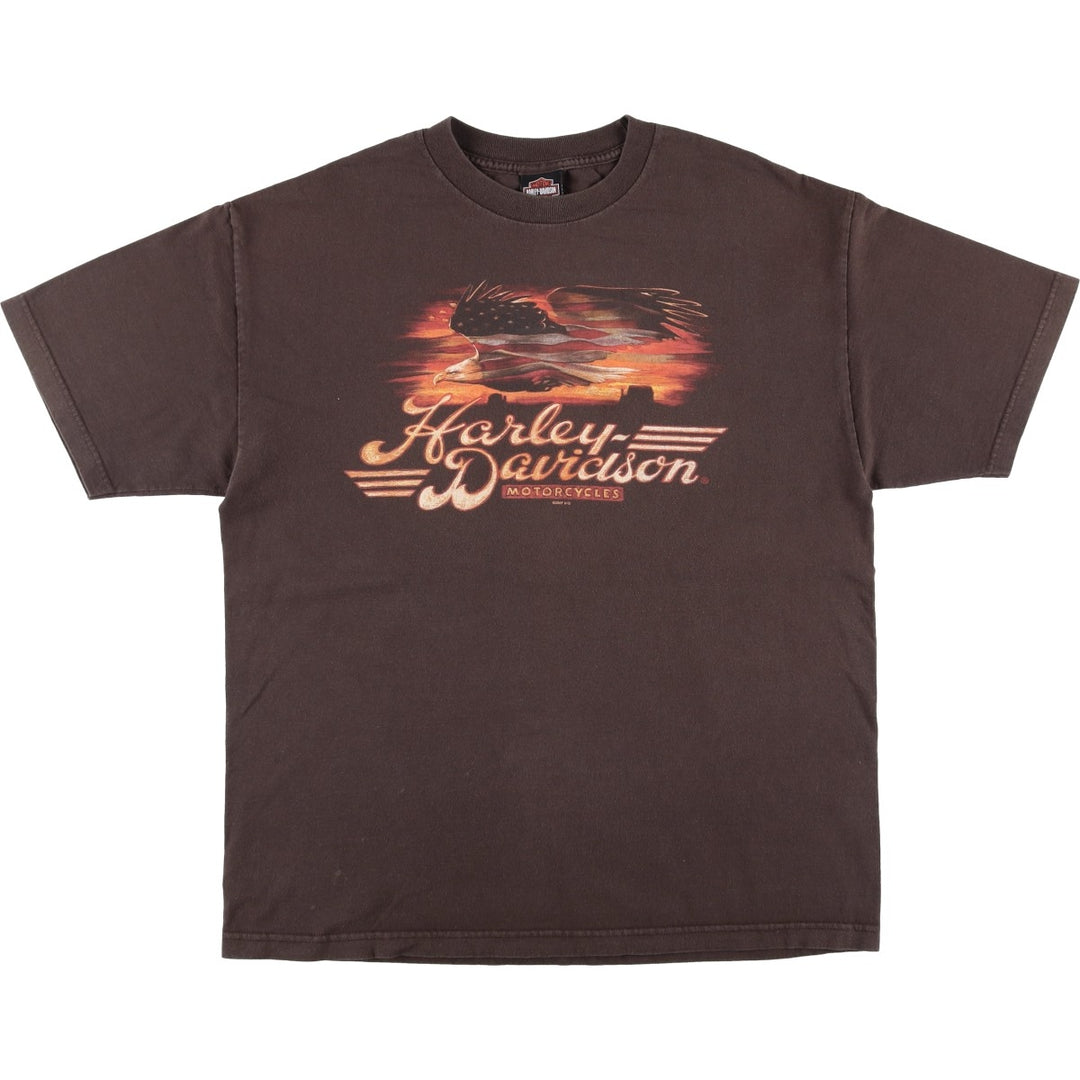 2000'S Harley-Davidson Eagle Pattern/Stars and Stripes Motorcycle T-Shirt, Men's Size XL (approx.) unclear brown type Vintage Second Hand