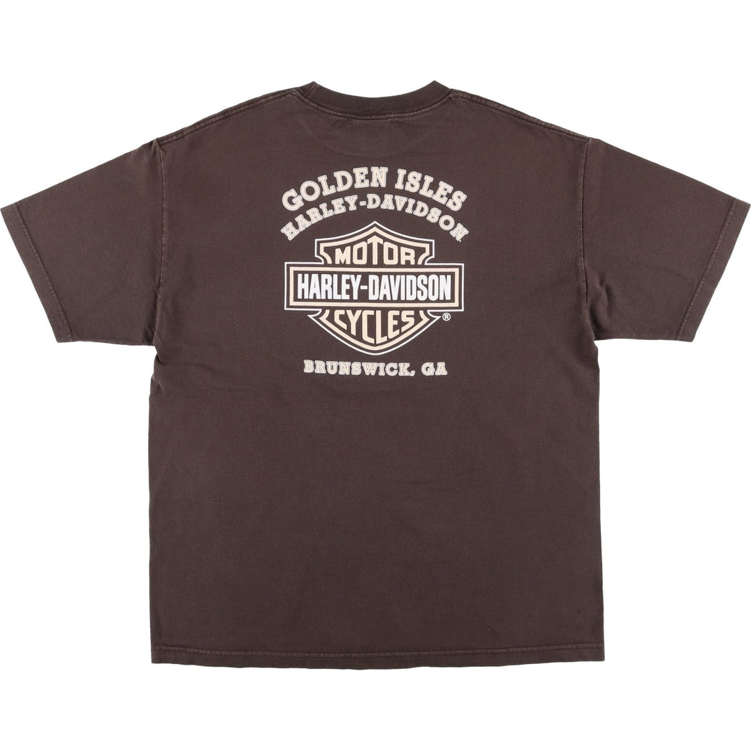 2000'S Harley-Davidson Eagle Pattern/Stars and Stripes Motorcycle T-Shirt, Men's Size XL (approx.) unclear brown type Vintage Second Hand