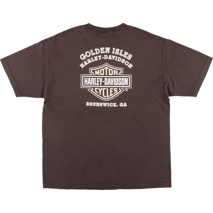 2000'S Harley-Davidson Eagle Pattern/Stars and Stripes Motorcycle T-Shirt, Men's Size XL (approx.) unclear brown type Vintage Second Hand