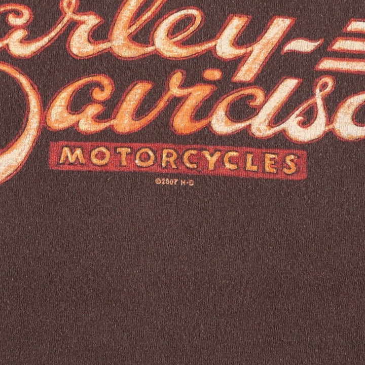 2000'S Harley-Davidson Eagle Pattern/Stars and Stripes Motorcycle T-Shirt, Men's Size XL (approx.) unclear brown type Vintage Second Hand
