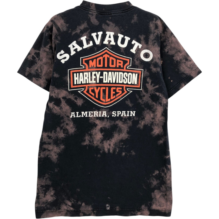 90'S Harley-Davidson Tie-Dye Pattern Eagle Pattern American Flag Motorcycle T-Shirt Made in USA Men's Size S cotton black type Vintage Second Hand
