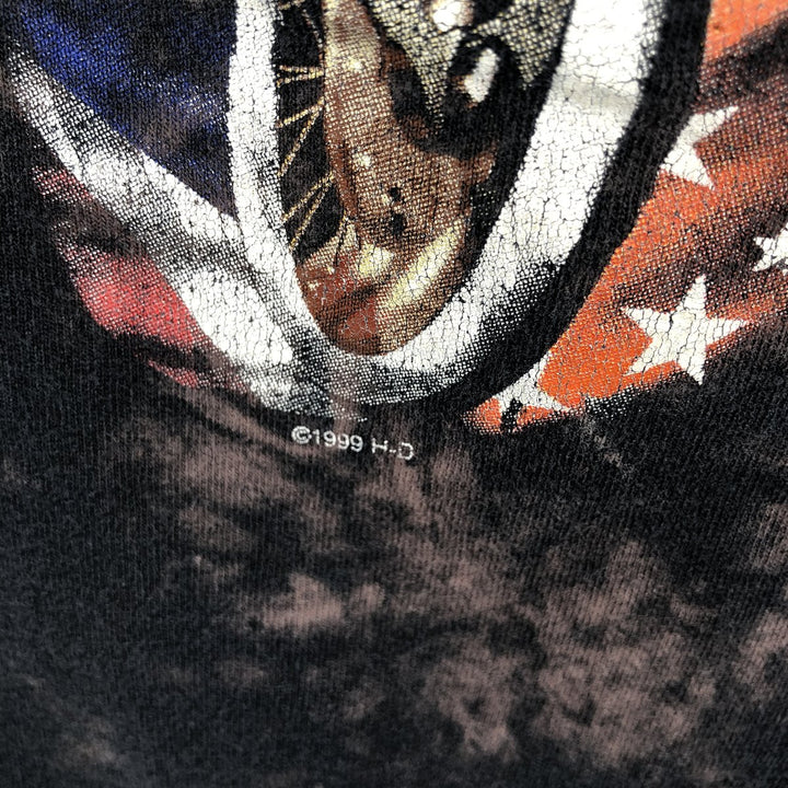 90'S Harley-Davidson Tie-Dye Pattern Eagle Pattern American Flag Motorcycle T-Shirt Made in USA Men's Size S cotton black type Vintage Second Hand