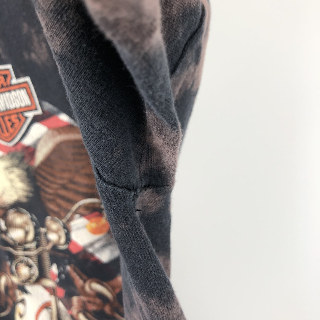 90'S Harley-Davidson Tie-Dye Pattern Eagle Pattern American Flag Motorcycle T-Shirt Made in USA Men's Size S cotton black type Vintage Second Hand