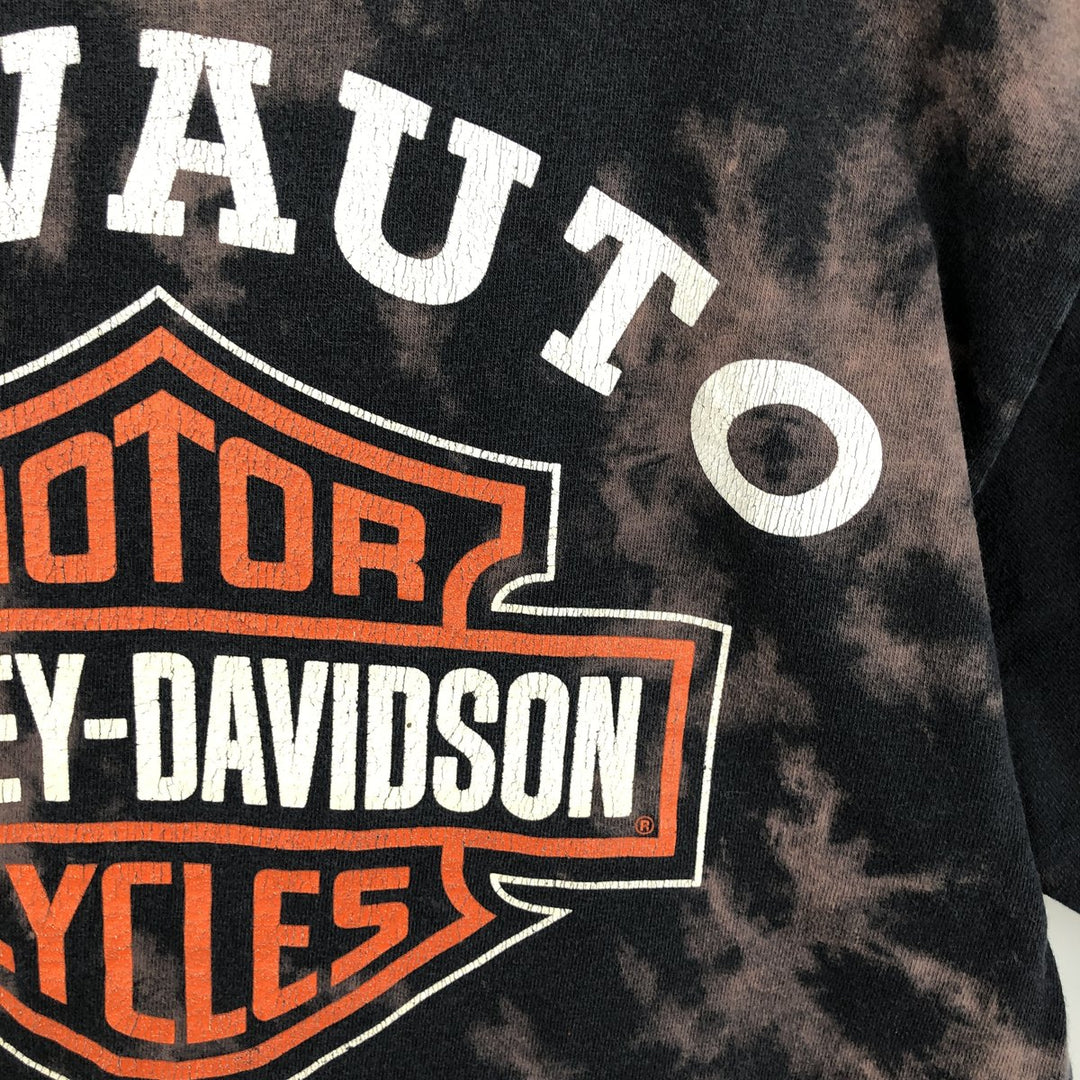 90'S Harley-Davidson Tie-Dye Pattern Eagle Pattern American Flag Motorcycle T-Shirt Made in USA Men's Size S cotton black type Vintage Second Hand