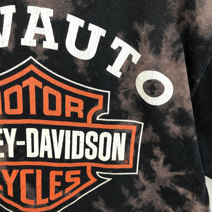90'S Harley-Davidson Tie-Dye Pattern Eagle Pattern American Flag Motorcycle T-Shirt Made in USA Men's Size S cotton black type Vintage Second Hand