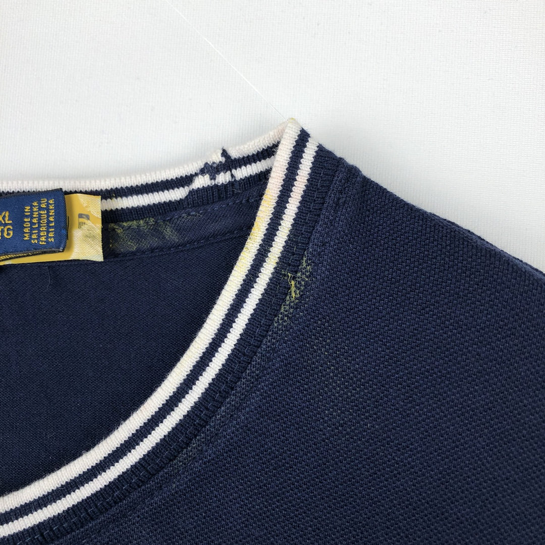 Ralph Lauren POLO RALPH LAUREN Short-Sleeve T-Shirt with One-Point Logo, Men's Size XL (approx.) cotton navy blue type Vintage Second Hand