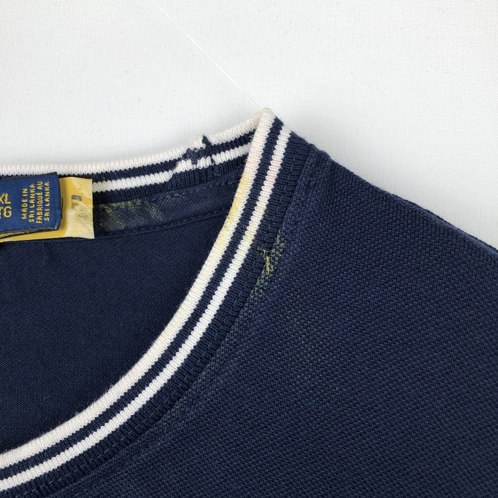 Ralph Lauren POLO RALPH LAUREN Short-Sleeve T-Shirt with One-Point Logo, Men's Size XL (approx.) cotton navy blue type Vintage Second Hand