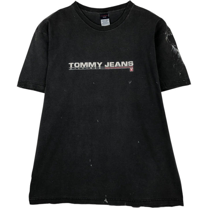 Tommy Hilfiger JEANS Painted Short-Sleeve Logo T-Shirt (Men's Size L) cotton gray type Vintage Second Hand