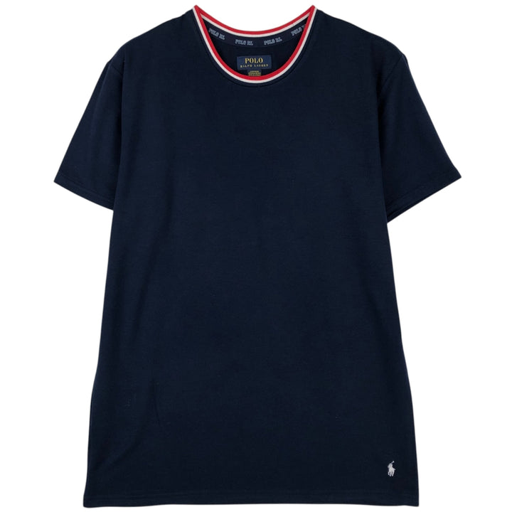 Ralph Lauren POLO RALPH LAUREN SLEEPWEAR Short-Sleeve T-Shirt with One-Point Logo, Men's Size M (approx.) polyester navy blue type Vintage Second Hand