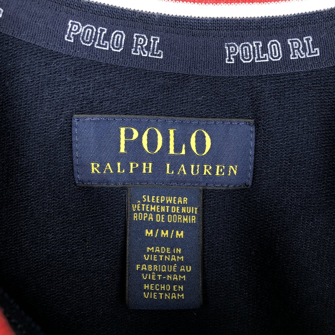 Ralph Lauren POLO RALPH LAUREN SLEEPWEAR Short-Sleeve T-Shirt with One-Point Logo, Men's Size M (approx.) polyester navy blue type Vintage Second Hand