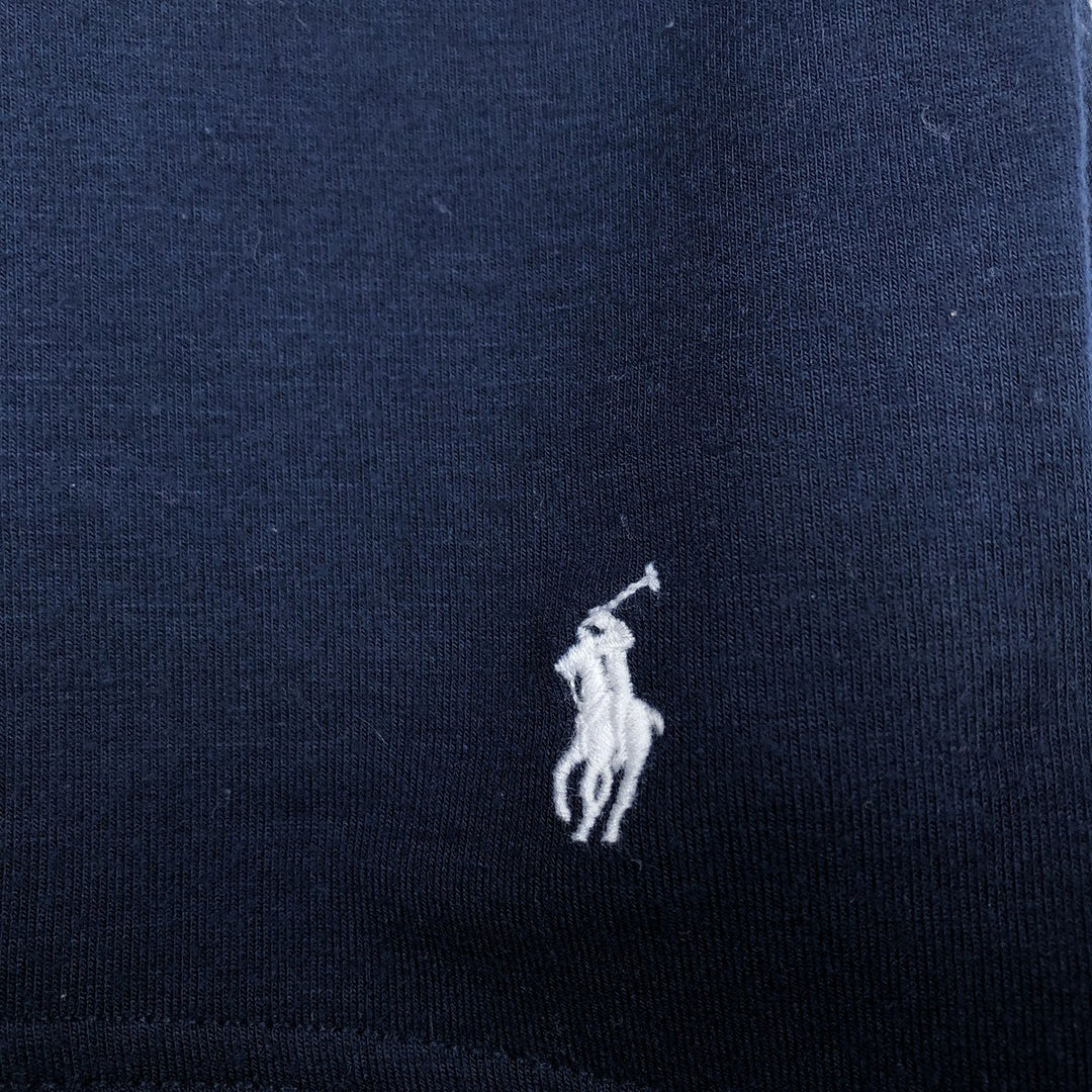 Ralph Lauren POLO RALPH LAUREN SLEEPWEAR Short-Sleeve T-Shirt with One-Point Logo, Men's Size M (approx.) polyester navy blue type Vintage Second Hand