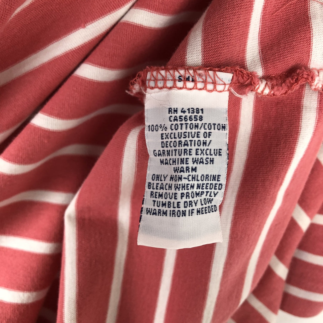 Ralph Lauren POLO RALPH LAUREN Striped Pattern Short-Sleeve V-Neck T-Shirt, Men's Size XL (approx.) cotton coral Vintage Second Hand