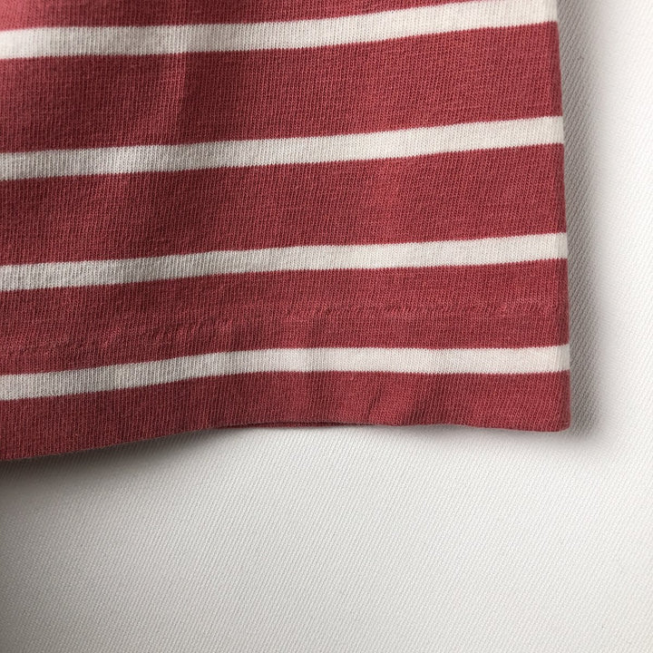 Ralph Lauren POLO RALPH LAUREN Striped Pattern Short-Sleeve V-Neck T-Shirt, Men's Size XL (approx.) cotton coral Vintage Second Hand