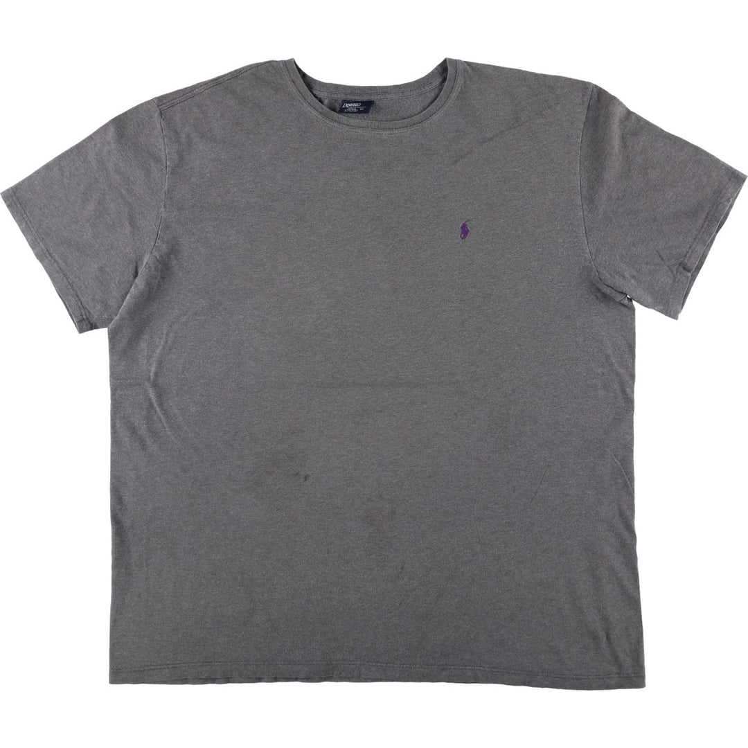 Ralph Lauren POLO by Ralph Lauren Short-Sleeve T-Shirt with One-Point Logo, Men's Size XL (approx.) cotton gray type Vintage Second Hand