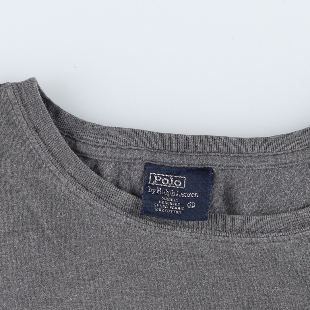 Ralph Lauren POLO by Ralph Lauren Short-Sleeve T-Shirt with One-Point Logo, Men's Size XL (approx.) cotton gray type Vintage Second Hand