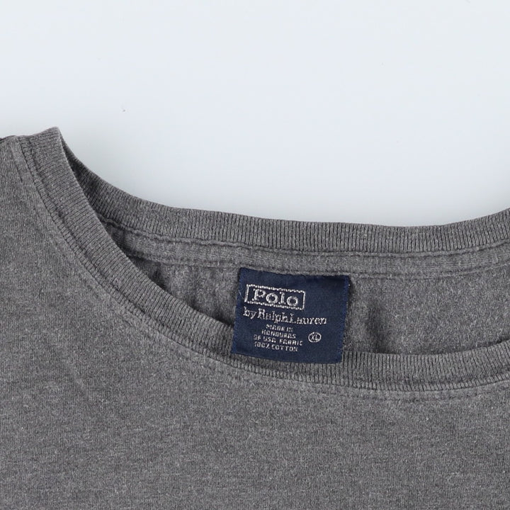 Ralph Lauren POLO by Ralph Lauren Short-Sleeve T-Shirt with One-Point Logo, Men's Size XL (approx.) cotton gray type Vintage Second Hand