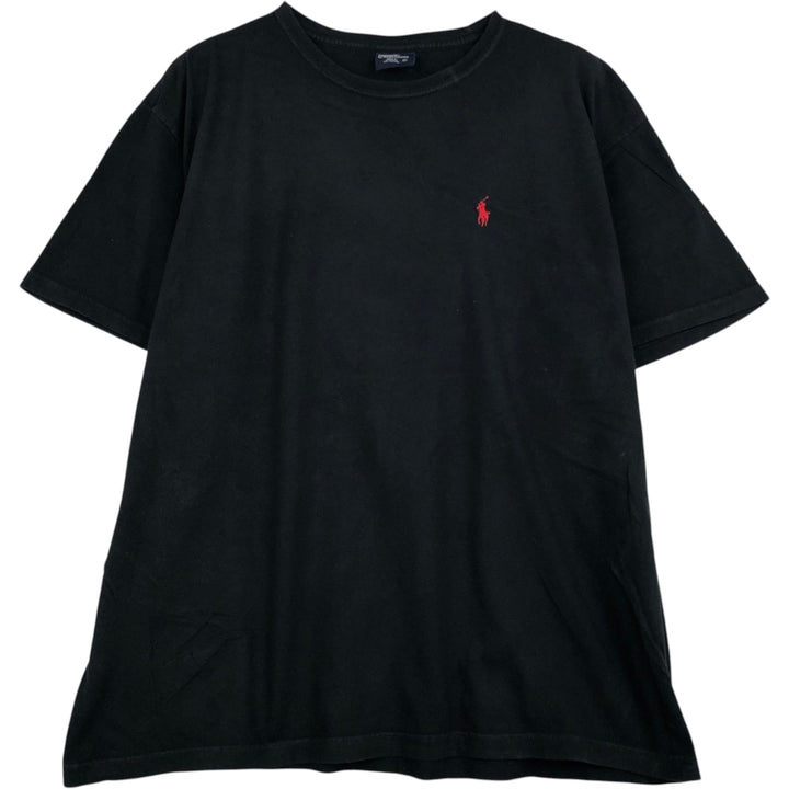 Ralph Lauren POLO by Ralph Lauren short sleeve one point logo T-shirt men's L size cotton black type Vintage Second Hand
