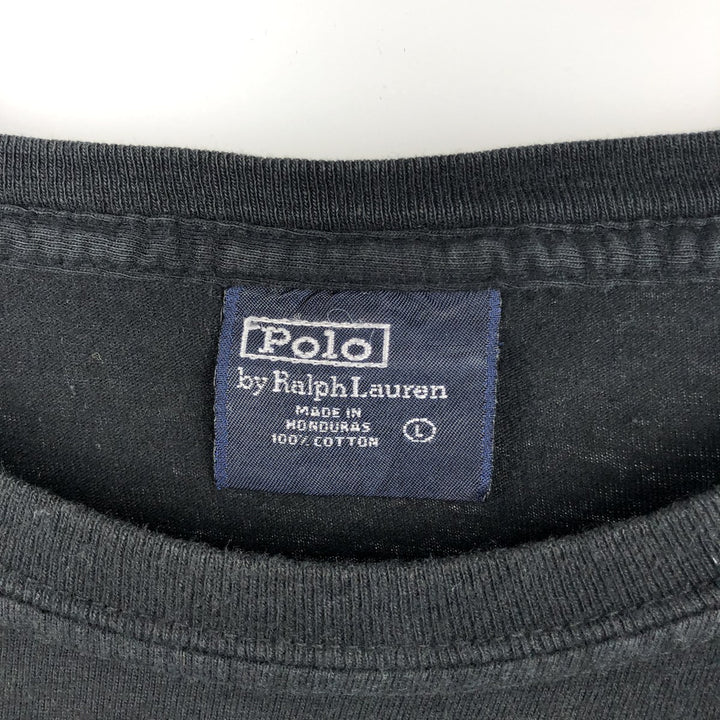Ralph Lauren POLO by Ralph Lauren short sleeve one point logo T-shirt men's L size cotton black type Vintage Second Hand