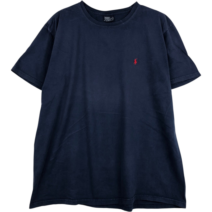 Ralph Lauren POLO by Ralph Lauren short sleeve one point logo T-shirt men's L size cotton navy blue type Vintage Second Hand