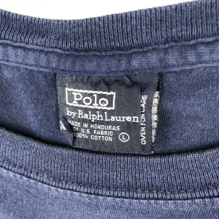 Ralph Lauren POLO by Ralph Lauren short sleeve one point logo T-shirt men's L size cotton navy blue type Vintage Second Hand