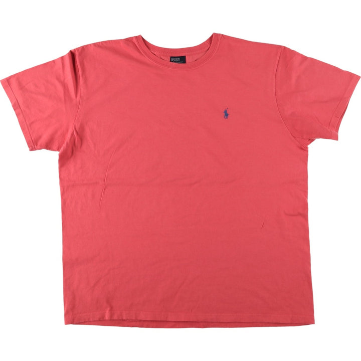 Ralph Lauren POLO by Ralph Lauren Short-Sleeve T-Shirt with One-Point Logo, Men's Size XL (approx.) cotton red type Vintage Second Hand