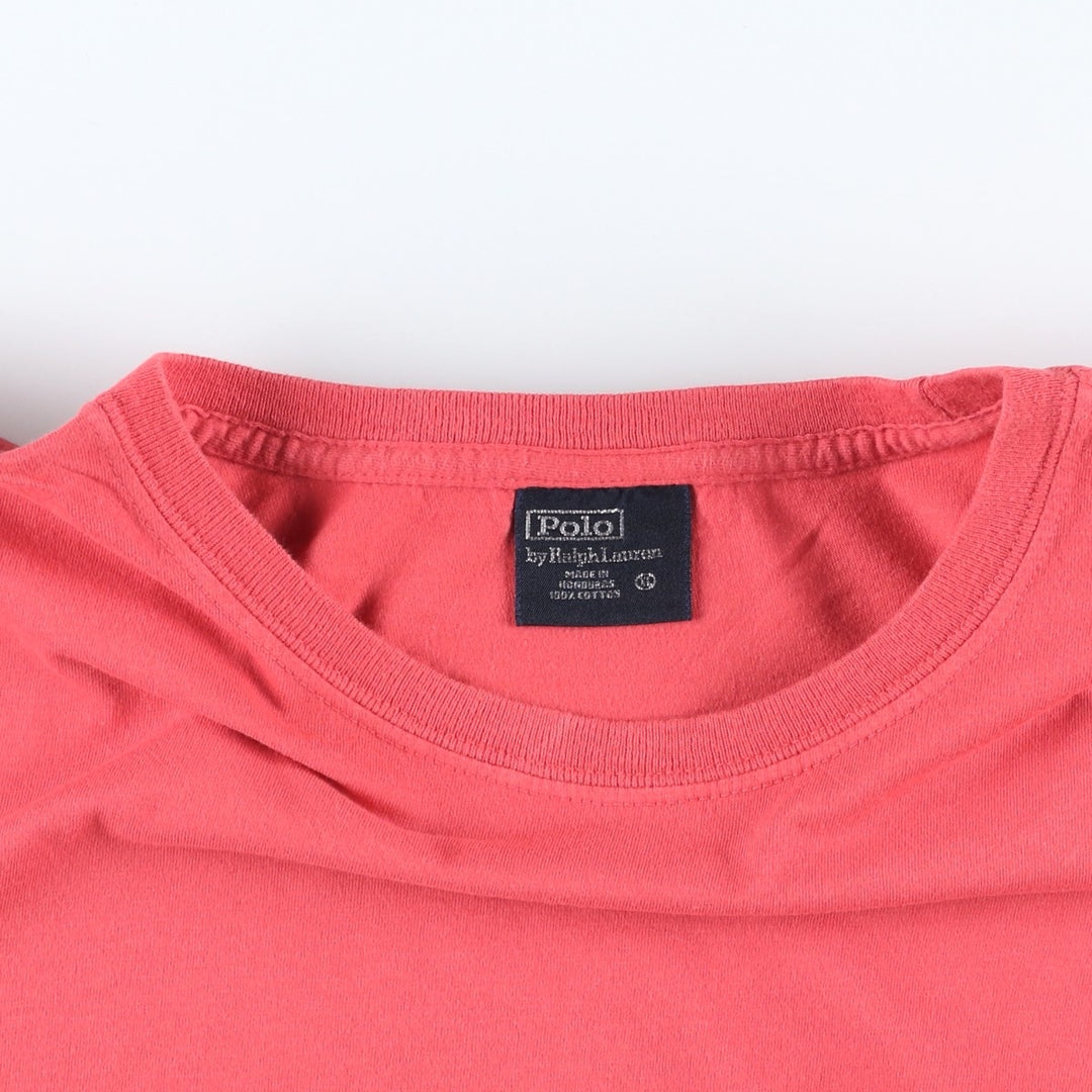 Ralph Lauren POLO by Ralph Lauren Short-Sleeve T-Shirt with One-Point Logo, Men's Size XL (approx.) cotton red type Vintage Second Hand