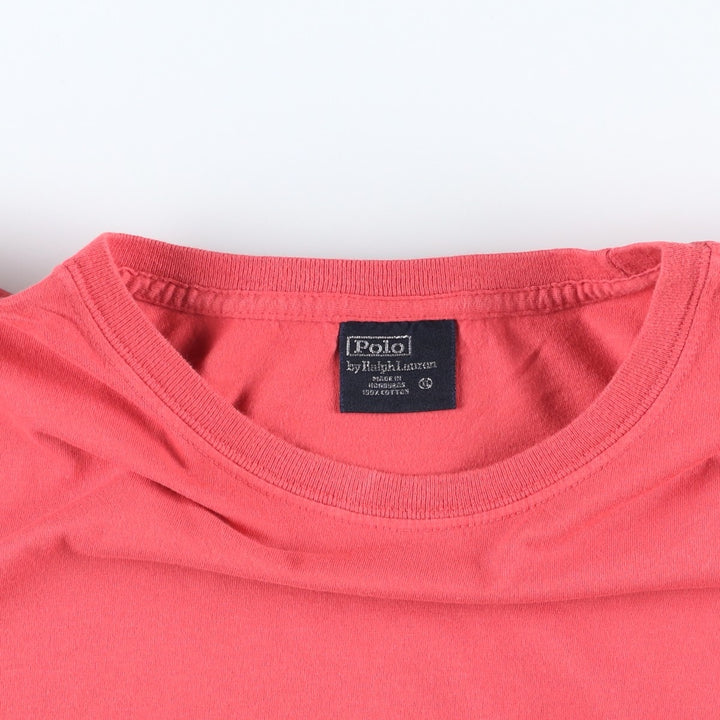 Ralph Lauren POLO by Ralph Lauren Short-Sleeve T-Shirt with One-Point Logo, Men's Size XL (approx.) cotton red type Vintage Second Hand