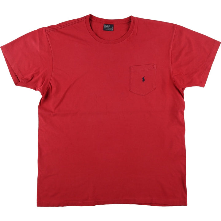 Ralph Lauren POLO by Ralph Lauren Short Sleeve One Point Logo Pocket T-Shirt Men's L cotton red type Vintage Second Hand