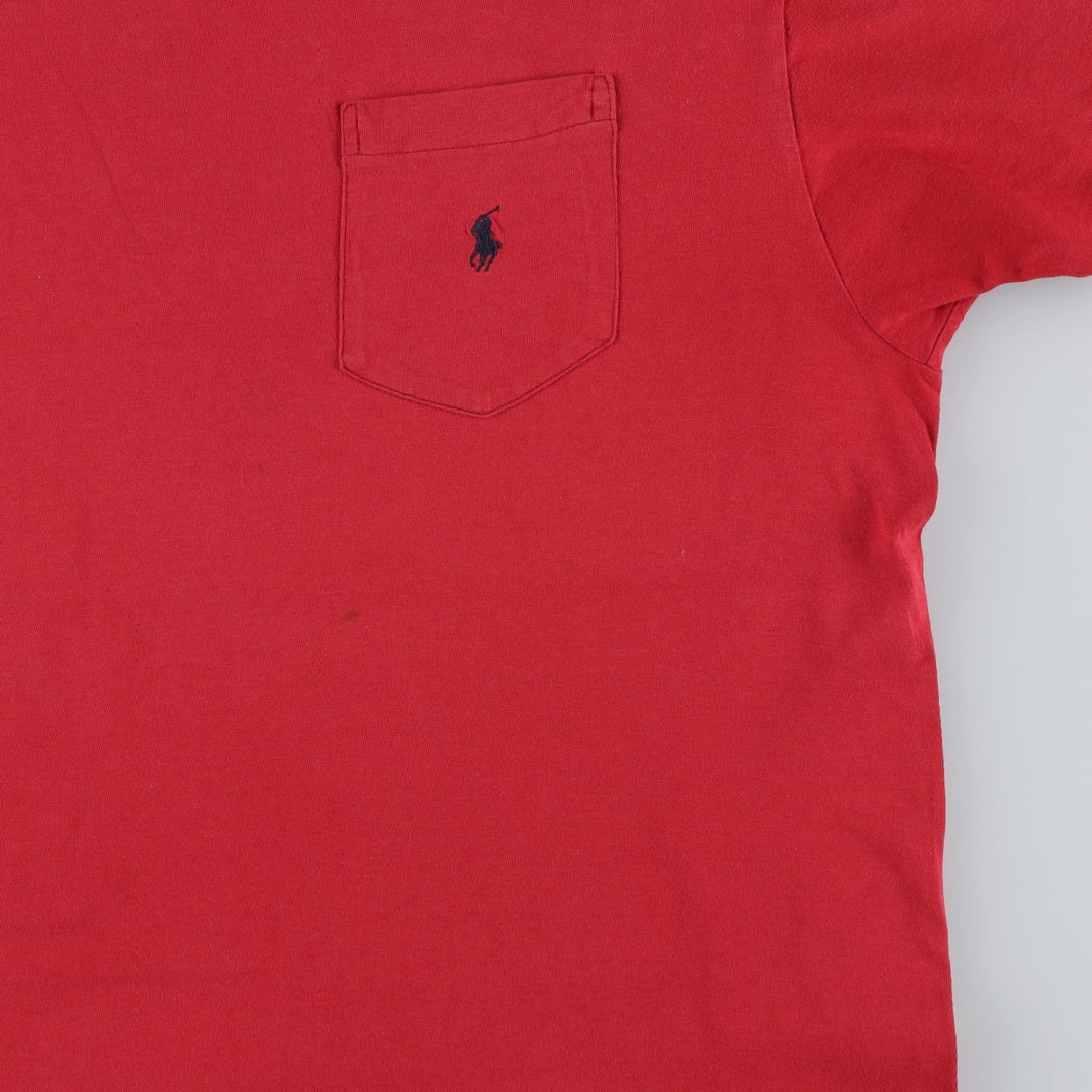 Ralph Lauren POLO by Ralph Lauren Short Sleeve One Point Logo Pocket T-Shirt Men's L cotton red type Vintage Second Hand
