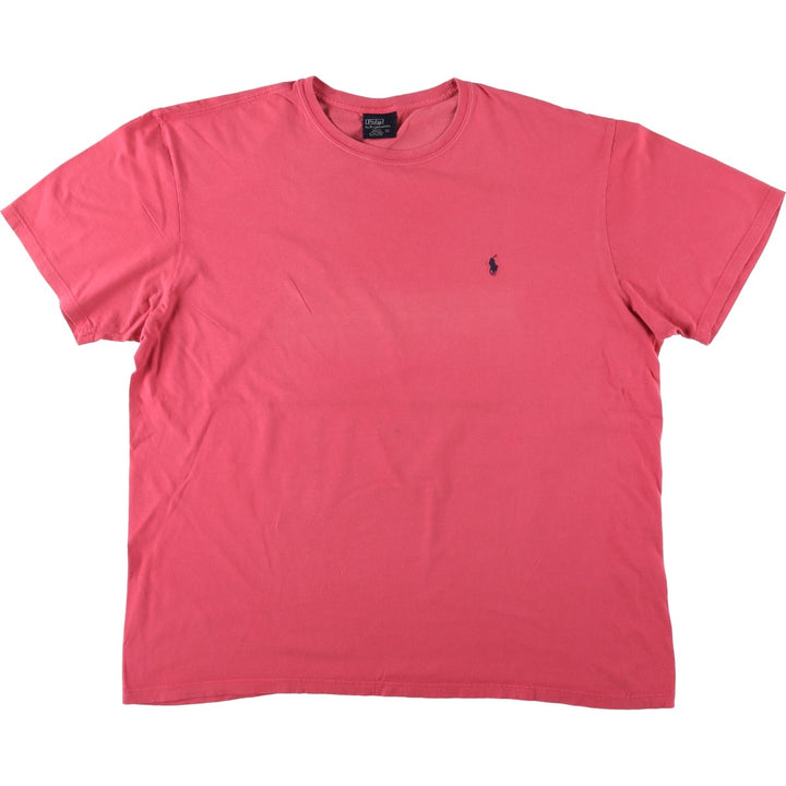 Ralph Lauren POLO by Ralph Lauren Short-Sleeve T-Shirt with One-Point Logo, Men's Size XL (approx.) cotton red type Vintage Second Hand