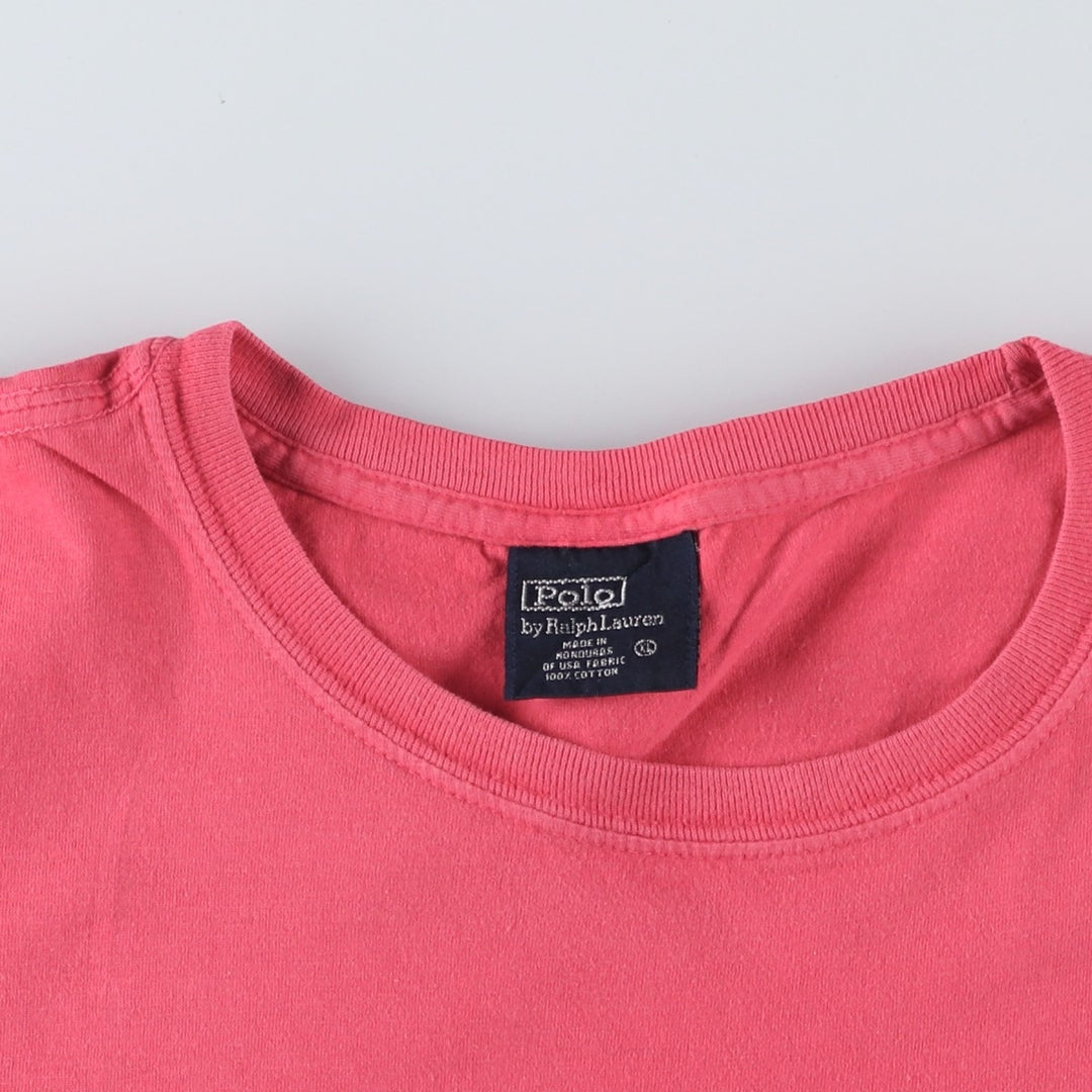 Ralph Lauren POLO by Ralph Lauren Short-Sleeve T-Shirt with One-Point Logo, Men's Size XL (approx.) cotton red type Vintage Second Hand