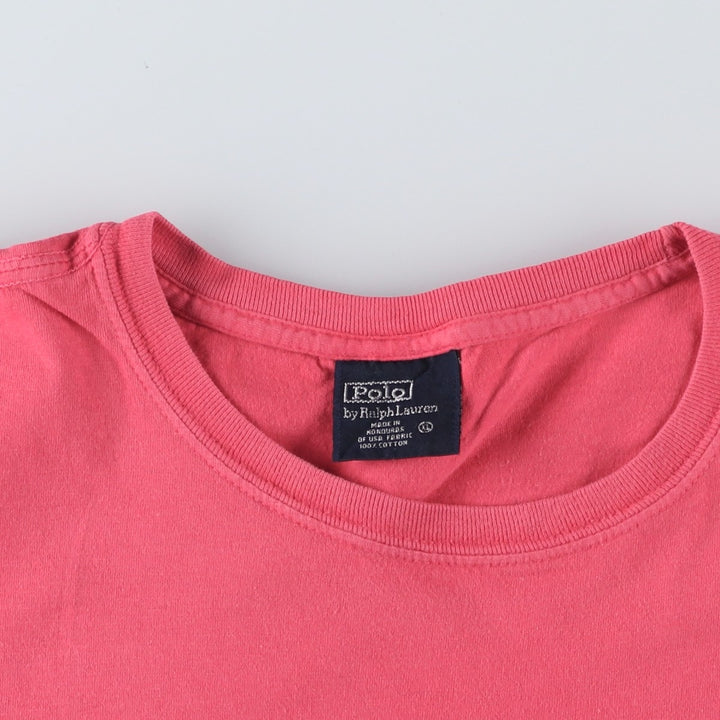 Ralph Lauren POLO by Ralph Lauren Short-Sleeve T-Shirt with One-Point Logo, Men's Size XL (approx.) cotton red type Vintage Second Hand