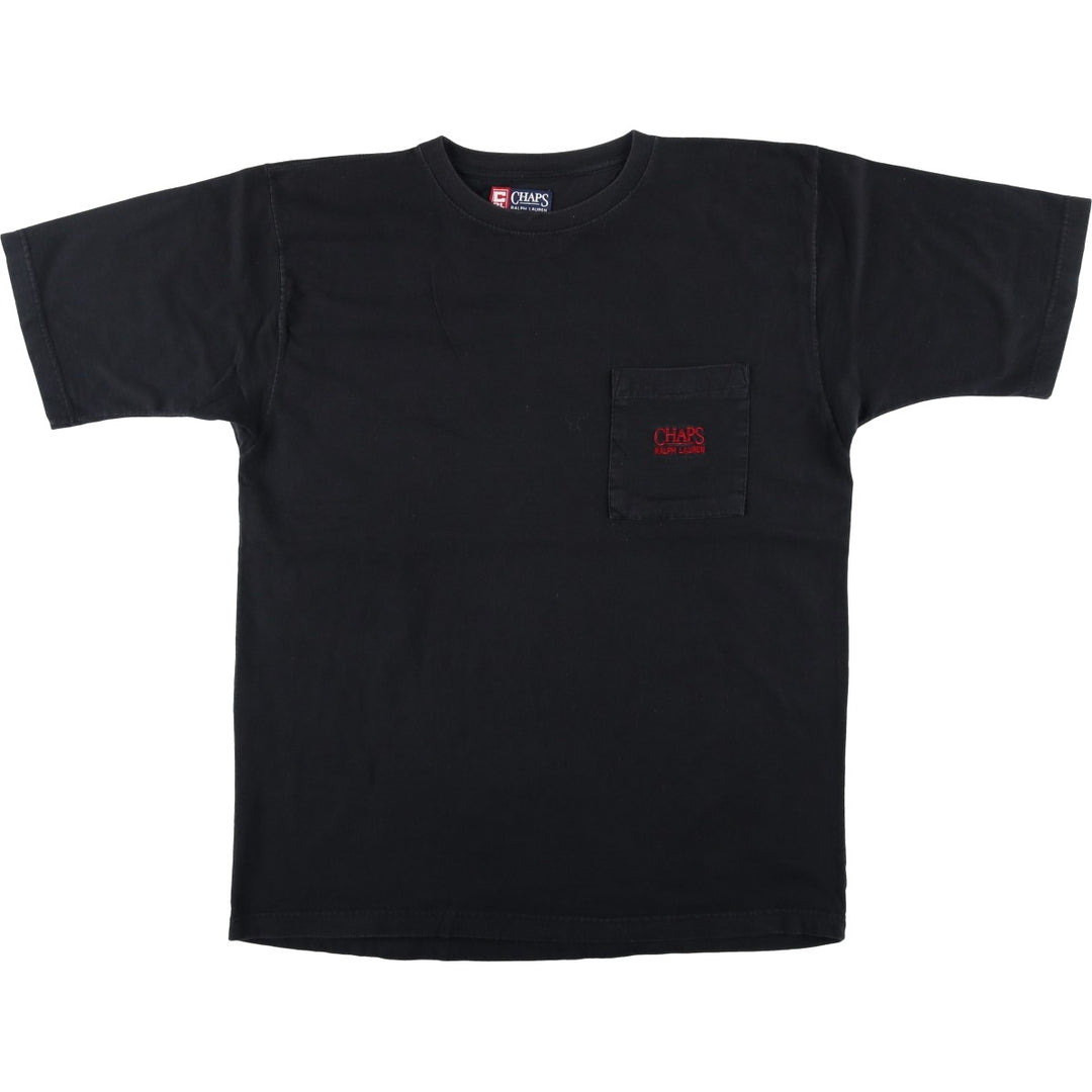Ralph Lauren CHAPS GOLF Short-Sleeve T-Shirt with One-Point Logo Pocket, Men's Size XXL (approx.) cotton black type Vintage Second Hand