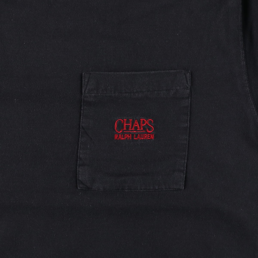 Ralph Lauren CHAPS GOLF Short-Sleeve T-Shirt with One-Point Logo Pocket, Men's Size XXL (approx.) cotton black type Vintage Second Hand