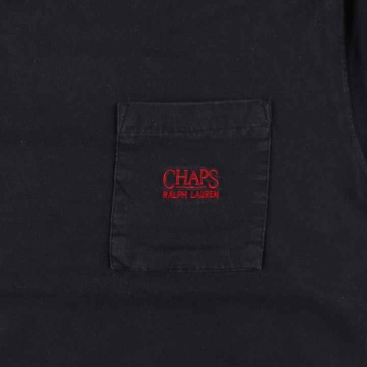 Ralph Lauren CHAPS GOLF Short-Sleeve T-Shirt with One-Point Logo Pocket, Men's Size XXL (approx.) cotton black type Vintage Second Hand