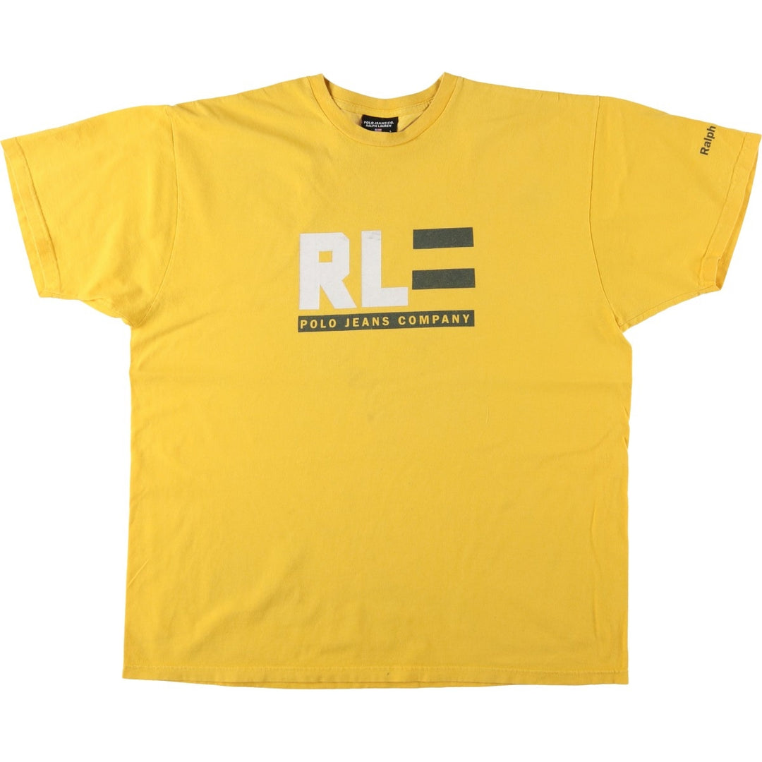 Ralph Lauren POLO JEANS COMPANY Short-Sleeve Logo T-Shirt, Men's Size L (approx.) cotton yellow type Vintage Second Hand