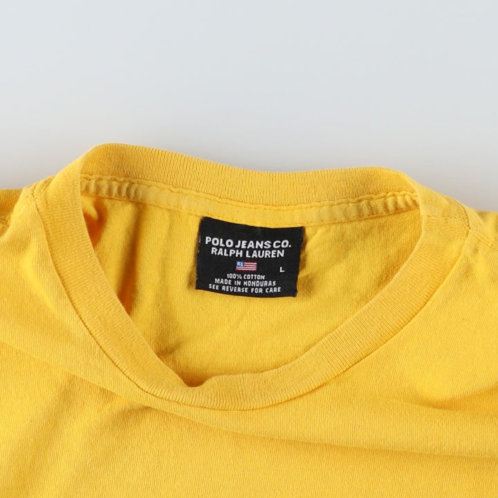 Ralph Lauren POLO JEANS COMPANY Short-Sleeve Logo T-Shirt, Men's Size L (approx.) cotton yellow type Vintage Second Hand