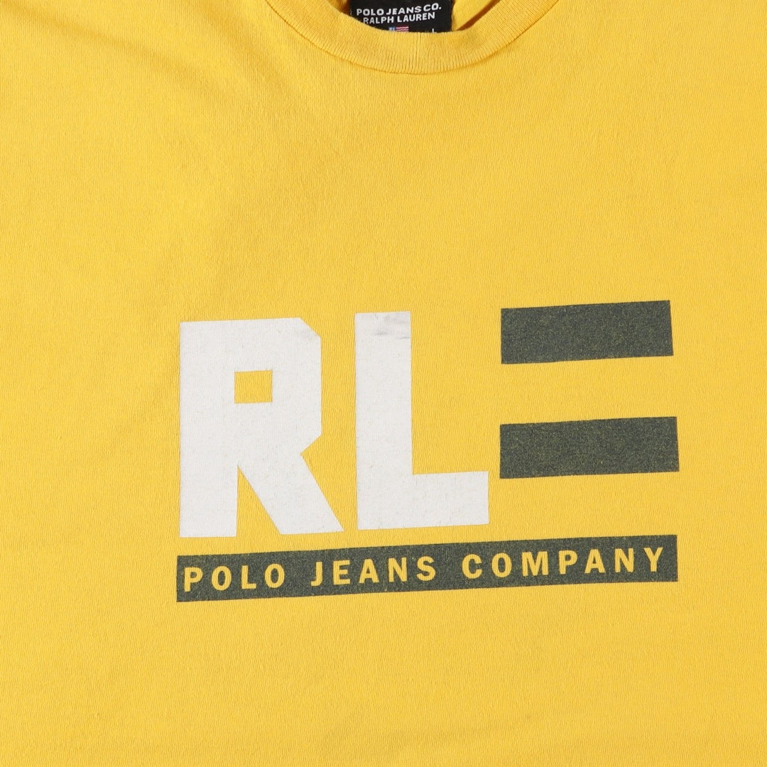 Ralph Lauren POLO JEANS COMPANY Short-Sleeve Logo T-Shirt, Men's Size L (approx.) cotton yellow type Vintage Second Hand