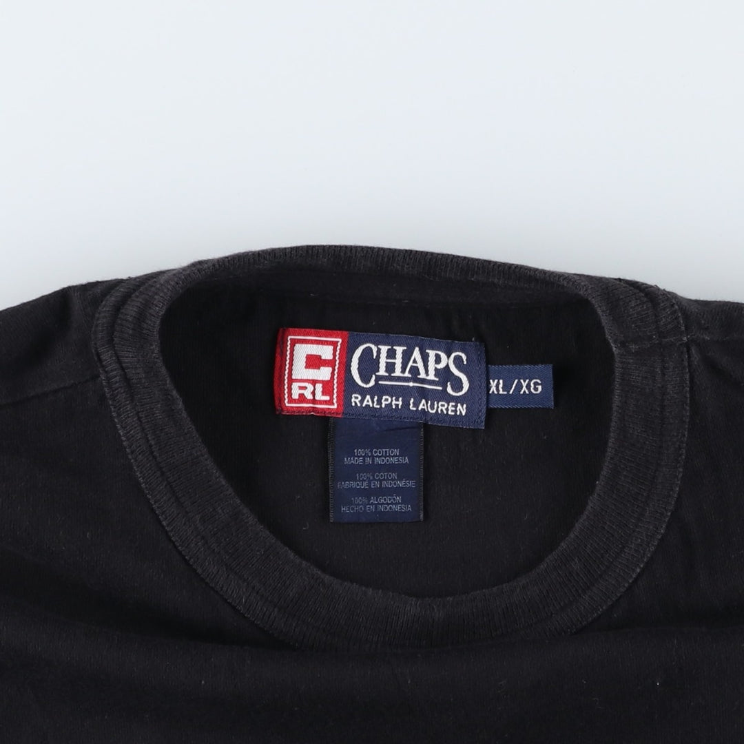 Ralph Lauren CHAPS Short-Sleeve Logo T-Shirt, Men's Size XL (approx.) cotton black type Vintage Second Hand